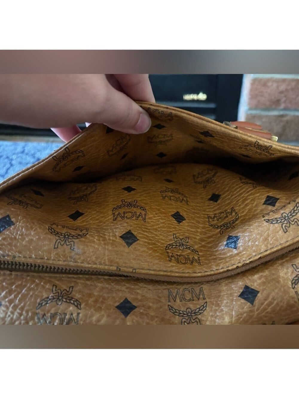 Vintage MCM Cognac Visetos Monogram Boston Bag - Picture 7 of 11